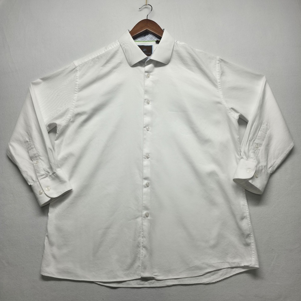 Tattersall London Men's‎ White Long Sleeve Button Up Dress Shirt Size 17.5-32/33